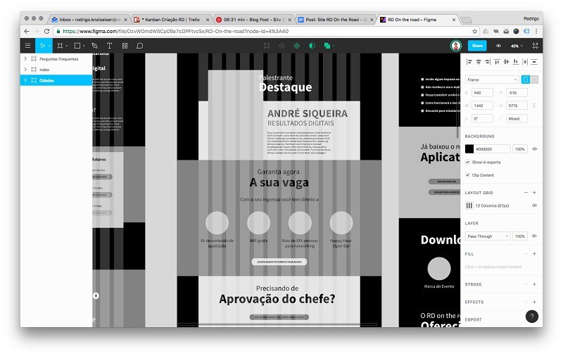 Wireframe do RD On the Road com zoom na proposta da página de cidade